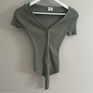 Abercrombie Hook-and-Eye Short-Sleeve Sweater Bodysuit
